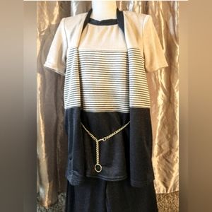 Alfred Dunner - Vintage Pants Suit - Short Sleeves & Blk Pants - 10